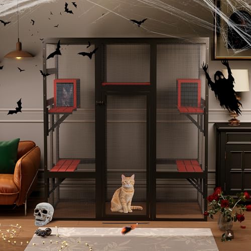 COZIWOW 70 Inches Wooden Catio Outdoor Cat Enclosure with Waterproof Roof I9907