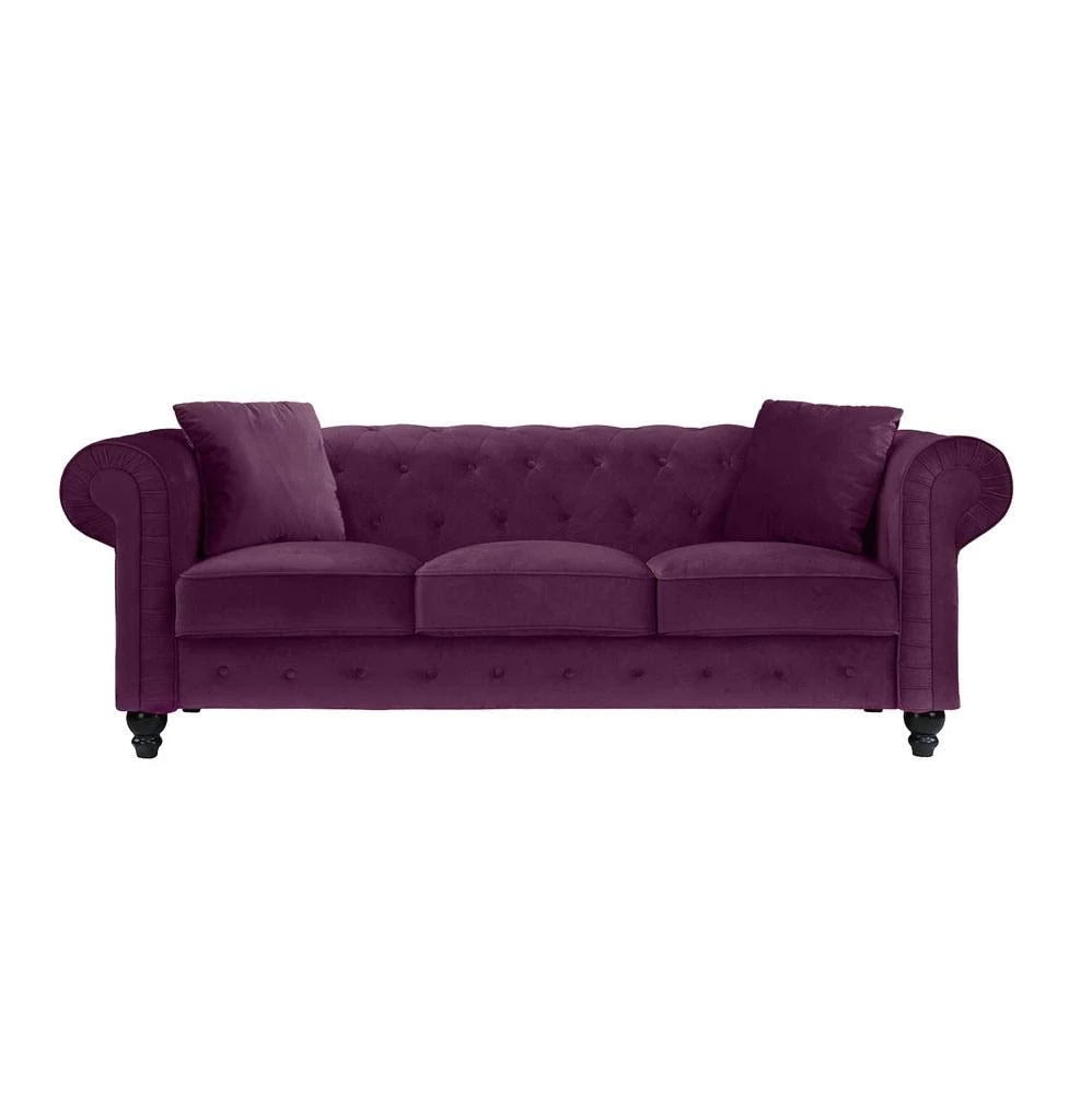 Microfiber Chesterfield Sofa Purple K8774