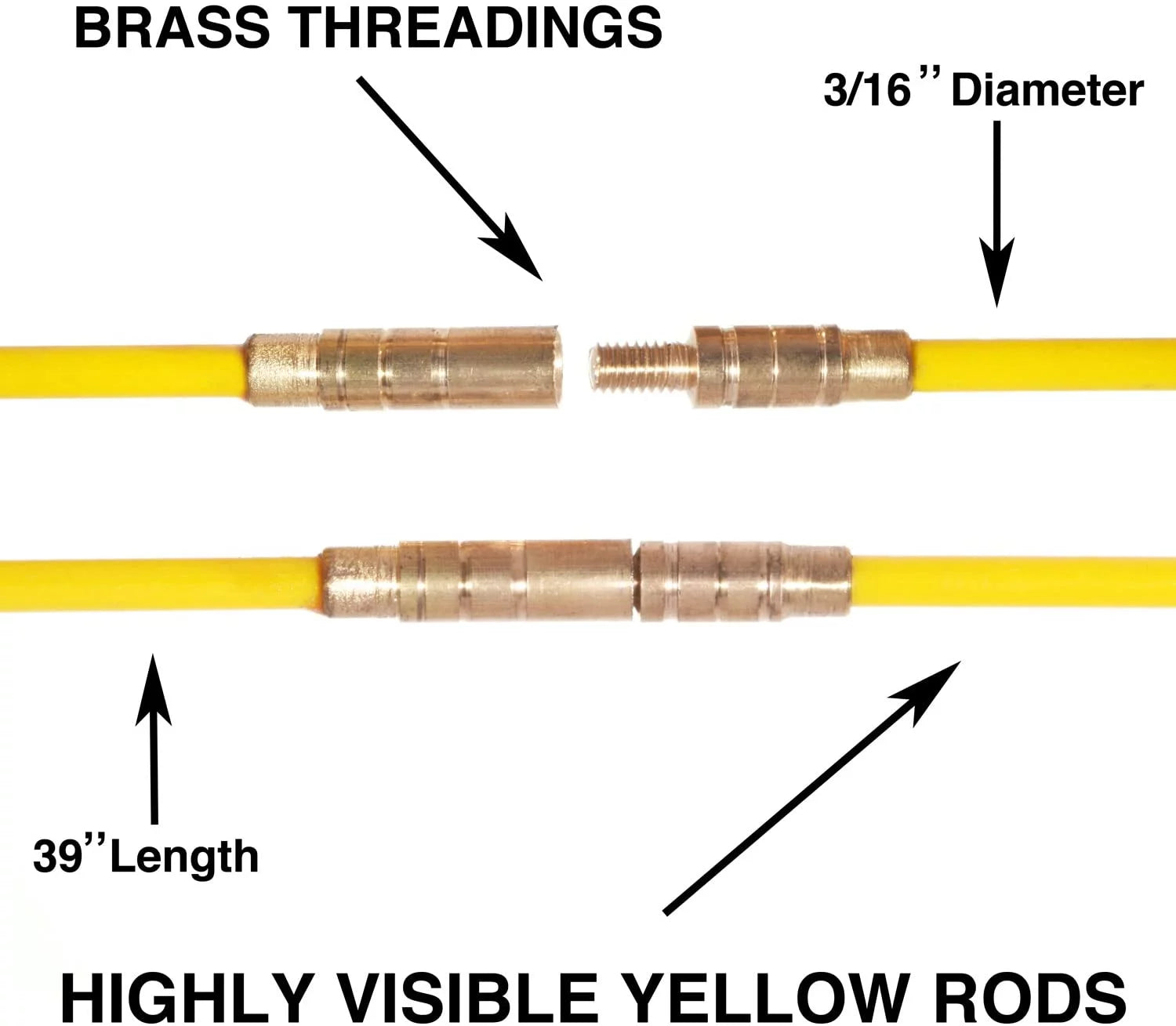 Ram-Pro 33-Feet Fiberglass Fish Tape Cable Rods, Electrical Wire Pulling Kit H77567
