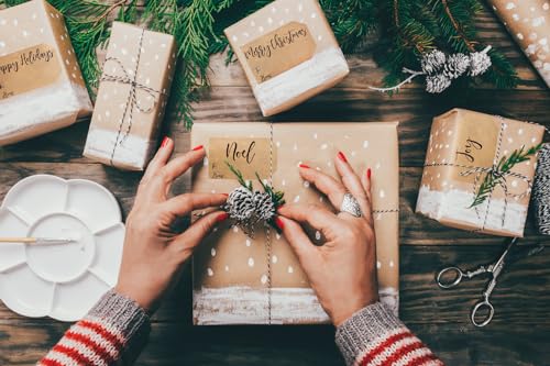 Natural Kraft Christmas Gift Tag Stickers 2x3 Inch 100 Pack W246