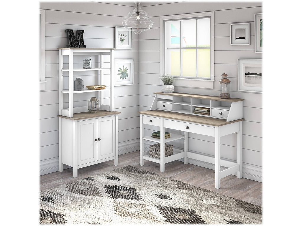 Bush Furniture Mayfield 54W Computer Desk with Shelves Shiplap Gray H7361