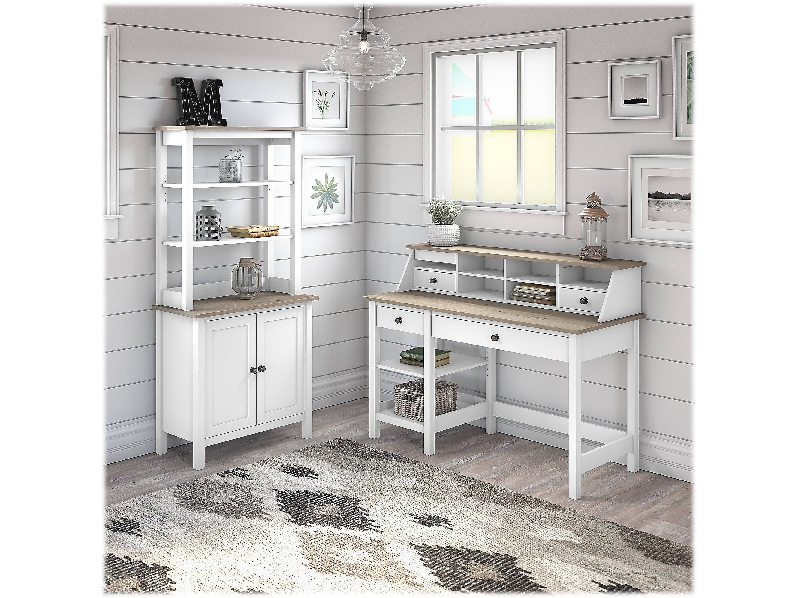 Bush Furniture Mayfield 54W Computer Desk with Shelves Shiplap Gray H7361