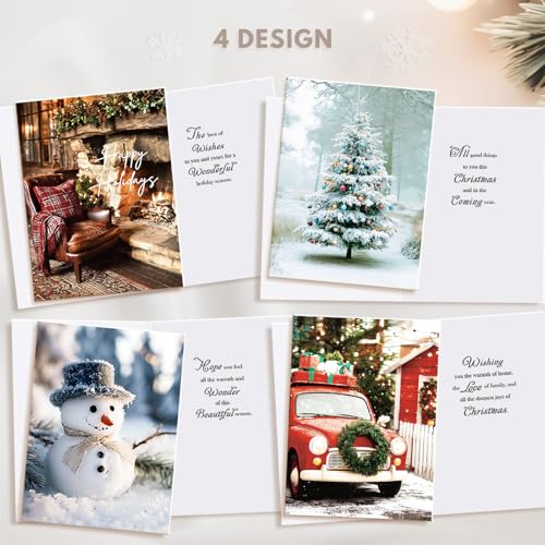 Christmas Cards with Envelopes & Stickers, Set of 20, 5" x 7" W887