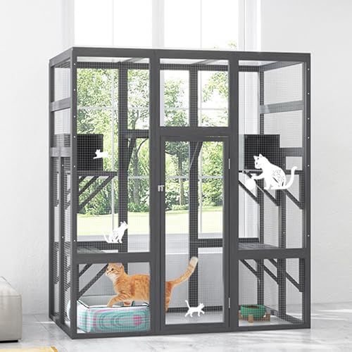COZIWOW 70 Inches Wooden Catio Outdoor Cat Enclosure with Waterproof Roof I9907