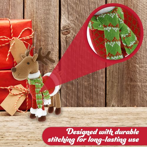 SCS Direct Reindeer Plush 12" Christmas Stuffed Animal with Coat and Scarf V909