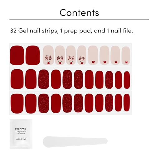Dashing Diva Gloss Nail Strips Santa Baby - Gel Nail Stickers, 32 Count R845