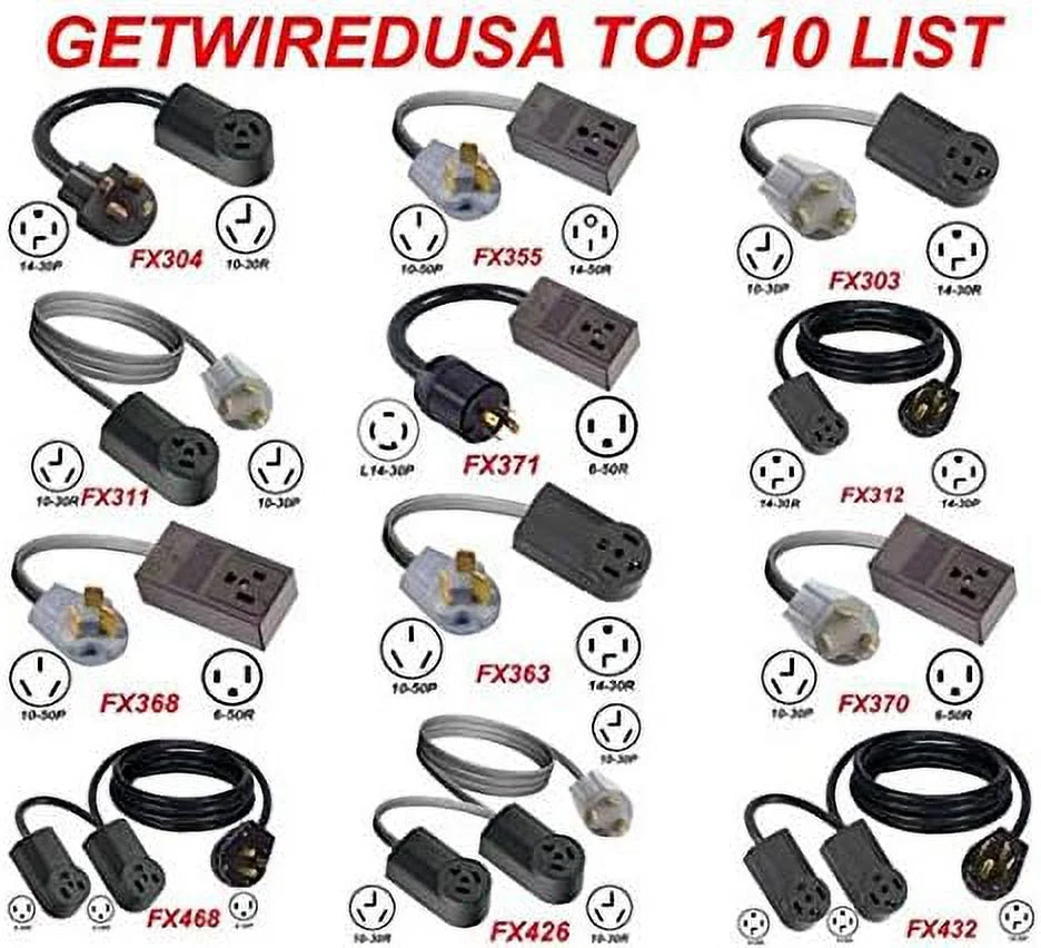 NEMA 5-20R Dryer Plug Adapter 4-Pin Male to 3-Prong Female 220/250V J2772