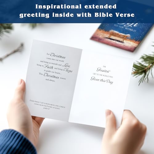 Religious Christmas Cards with Envelopes & Stickers, Pack of 18 W254