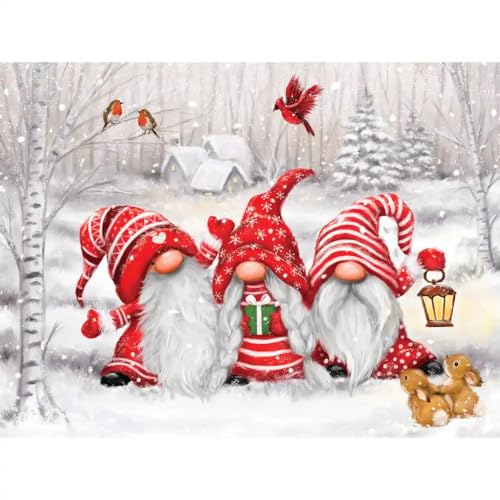 Bits and Pieces Large 500 Piece Jigsaw Puzzle for Adults – Three Gnomes' Christmas Winter by Artist Makiko L80358