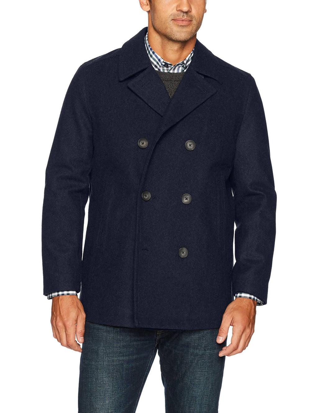 Nautica Mens Medium Double Breast Peacoat Wool Blend M, Men&s, Blue