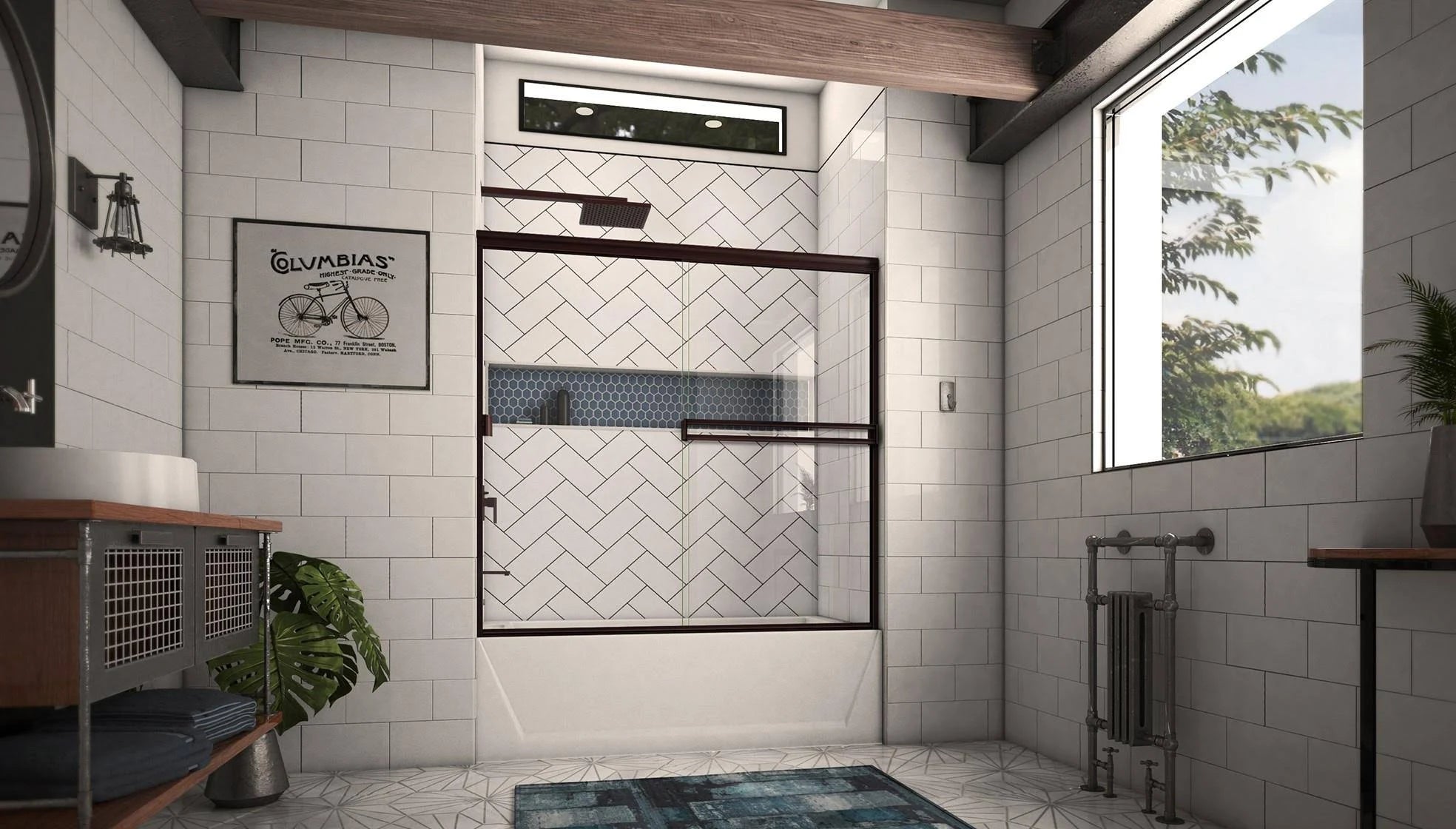 Arizona Shower Door Frameless Sliding Shower Door Oil-Rubbed Bronze A680