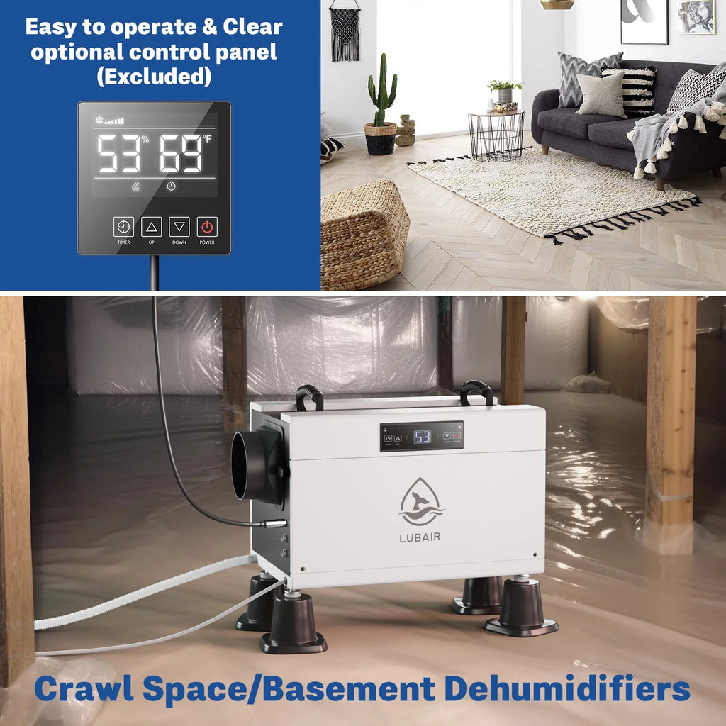 LUBAIR 145 Pints Commercial Dehumidifier for Basement, White A782978
