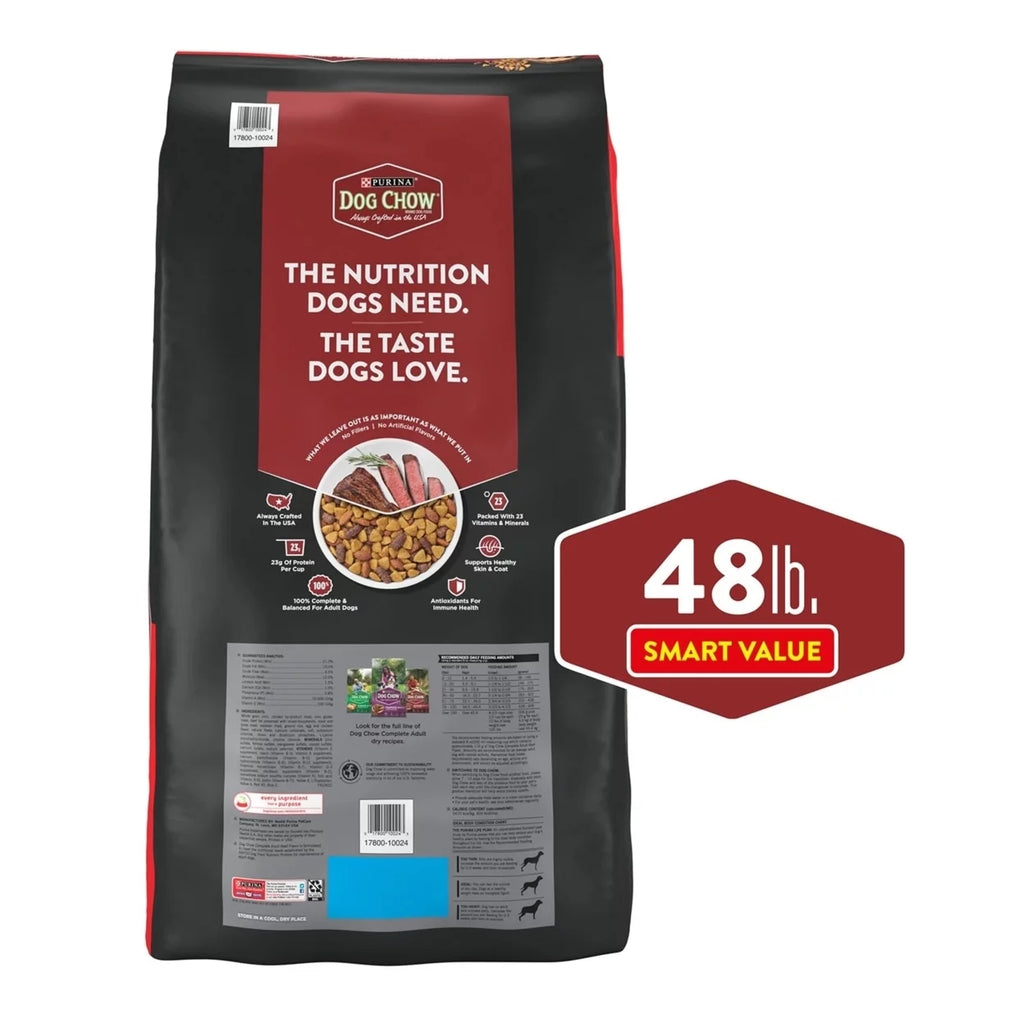 Purina Dog Chow Complete Adult Dry Dog Food, Beef Flavor, 48 lb N3363