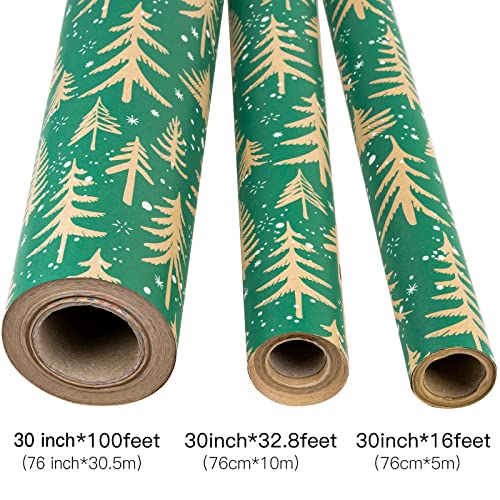 RUSPEPA Christmas Wrapping Paper Jumbo Roll Kraft Paper, Christmas Tree Design, 30 in x 100 ft U53088