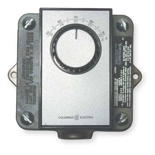 Columbus Electric Line Volt Mechanical Tstat,120 to 277VAC Epetd8dj, Black