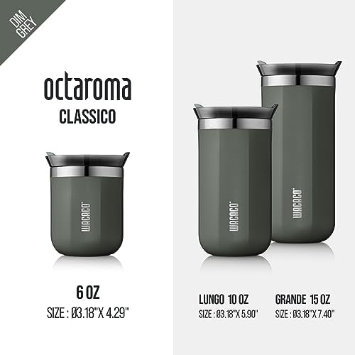 WACACO Octaroma Classico Vacuum Insulated Coffee Mug, Double-wall Stainless Steel, 6 fl oz, Carmine Red Z33030