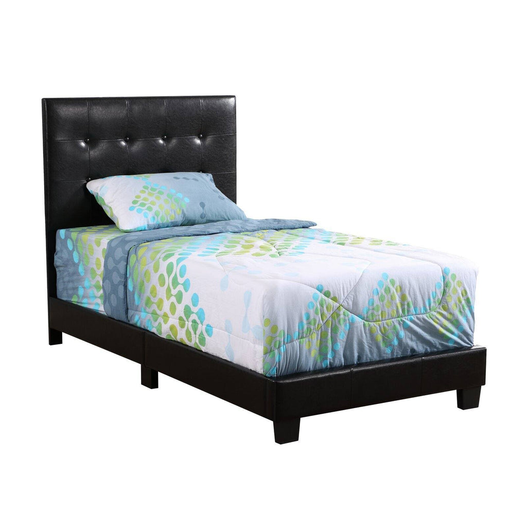 Glory Furniture Caldwell Faux Leather Panel Twin Bed in Black