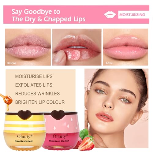 6 PCS Bee Lip Balm Mask Honey Pot, Moisturizing Overnight Lip Care M561365