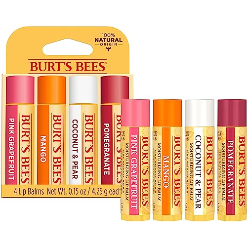 Burt's Bees Lip Balm 4-Pack, Pink Grapefruit, Mango, Coconut & Pear, Pomegranate C323915