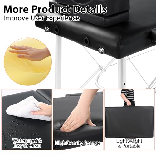 Portable Lash Bed with Eyelash Pillow, Height Adjustable Waterproof Aluminum Frame (Pink) I2470
