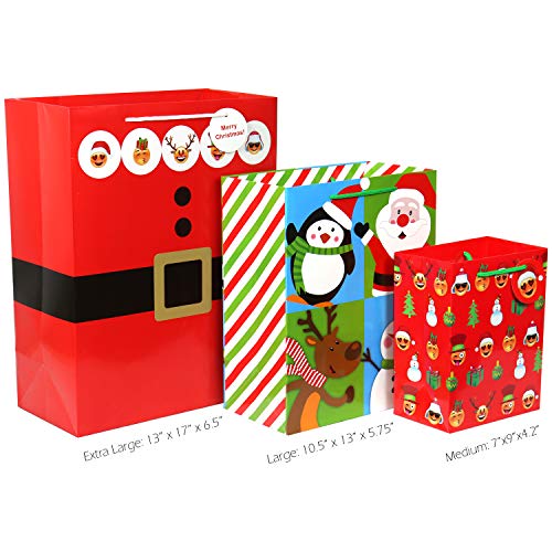 FZOPO Christmas Gift Bags Bulk Set with Handles Assorted Sizes W231