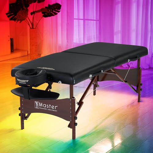 Master Massage Newport Portable Massage Table with 2.5" Cushion, Walnut Hardwood, Black, 30" R296868