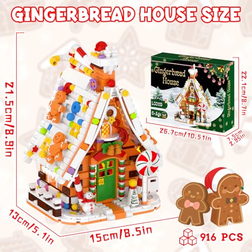 Gingerbread House Building Set with Light Kit, Christmas Village Decor for Kids and Adults O385