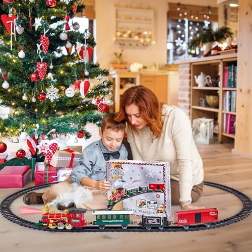 Letapapa Train Set with Steam Locomotive, Tracks, Lights & Sound for Kids A3170