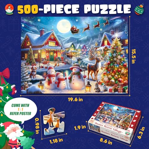 500 Piece Christmas Jigsaw Puzzle Santa's Secret Village Irregular Shape V19686