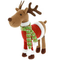 SCS Direct Reindeer Plush 12" Christmas Pet Stuffed Animal - Cute Pet Deer Rudolph Doll Toy with Coat and Scarf, Animal Decorations, Great Gifts for Kids, Fall Winter Xmas Holiday House Decor