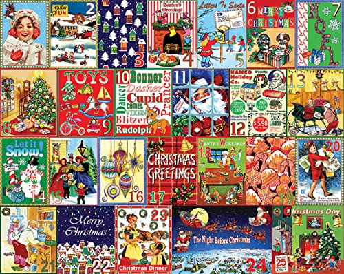 White Mountain 1000 Piece Jigsaw Puzzle Winter Christmas Holiday Puzzles for Adults and Kids 24"x30" Large Pieces - Christmas Calendar