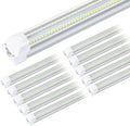 WAGEE LED Shop Lights - 4FT 50W LED Light Fixture, 4 Foot High Output 7750Lumen, 6000K, Clear Cover, V-Shape Linkable, Plug and Play, T8 LED Tube Light for Garage, Workshop (10 Pack)