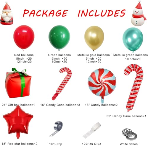 Christmas Balloon Garland Arch Kit 149PCS Red Green Gold for Party Decor B1267