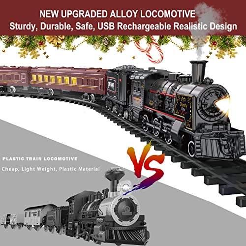Electric Train Set for Kids with Steam Locomotive, Light & Sounds S601002