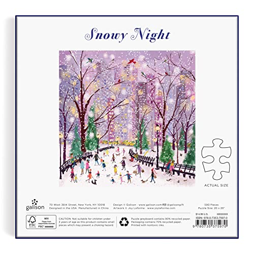 Galison Winter Lights Foil Puzzle, 500 Pieces, 20" x 20" Holiday Jigsaw Puzzle P8985