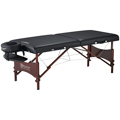 Master Massage Newport Portable Massage Table with 2.5" Cushion, Walnut Hardwood, Black, 30" R296868