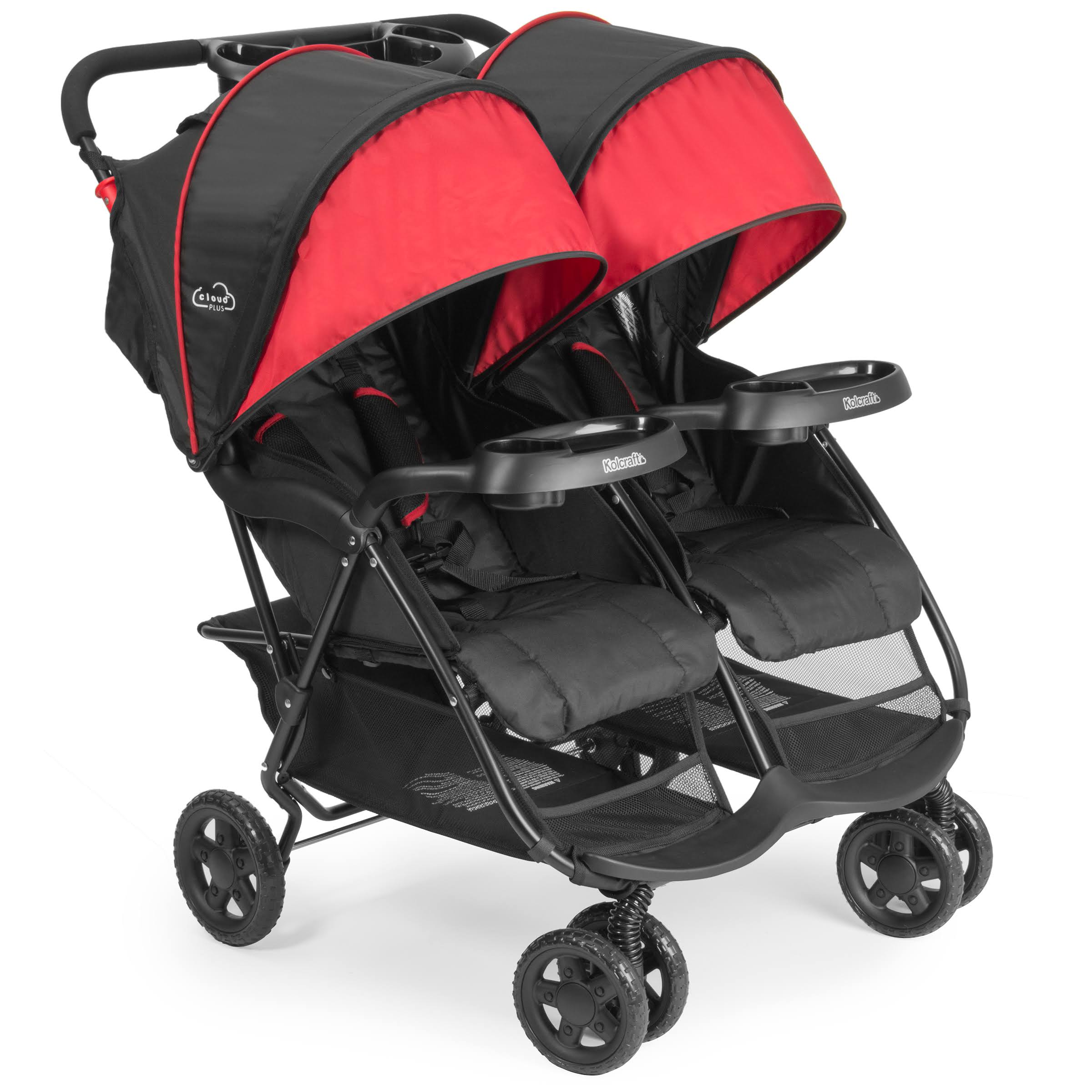 Kolcraft Cloud Plus Lightweight Double Stroller with Extra Storage, Red/Black - Avayadevconnect