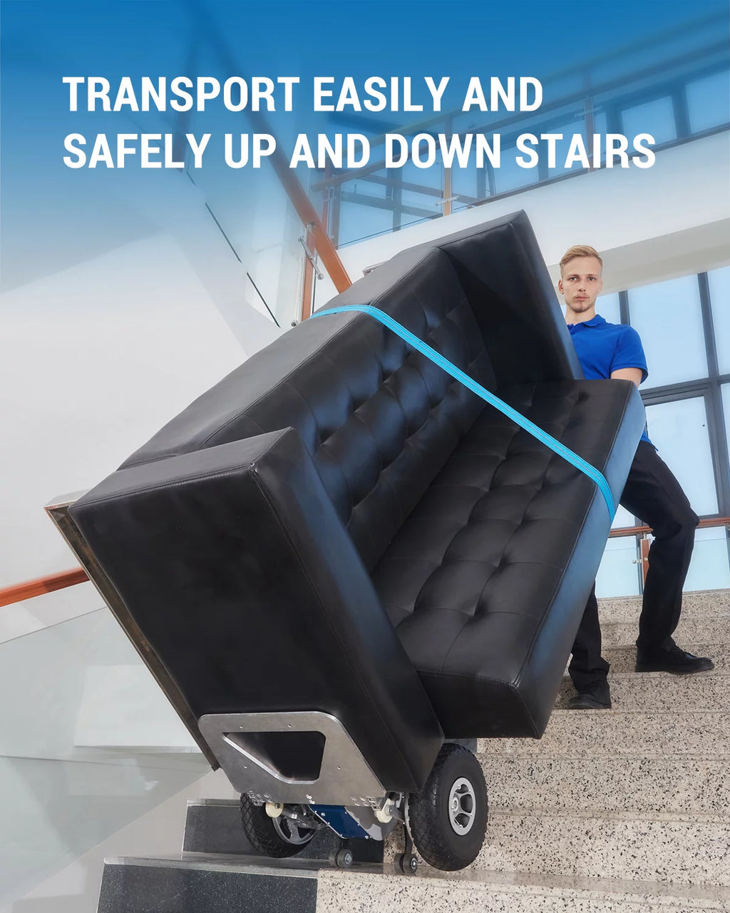 XSTO ZW7170G Electric Stair Climbing Hand Truck Dolly Cart with Auto Edge Brake, 375LBS Capacity Y18524