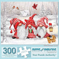 Bits and Pieces – Large 500 Piece Jigsaw Puzzle for Adults – Three Gnomes' Christmas Winter Jigsaw Puzzle by Artist Makiko, Completed Puzzle Size: 18" x 24"