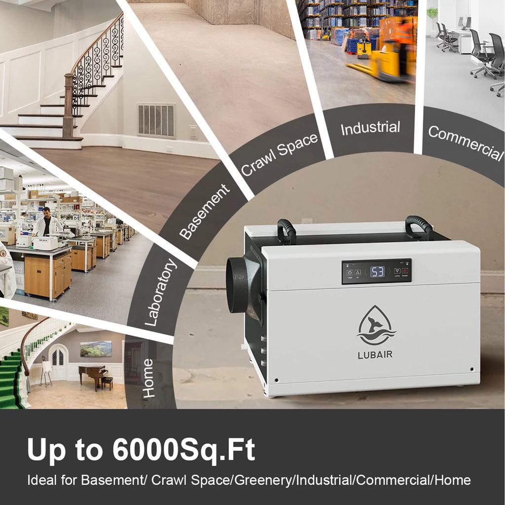 LUBAIR 145 Pints Commercial Dehumidifier for Basement, White A782978
