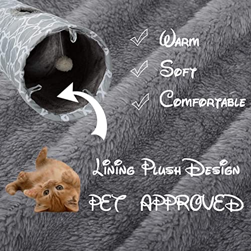 LUCKITTY Geometric Cat Tunnel with Plush Inside, Collapsible with Balls D91078