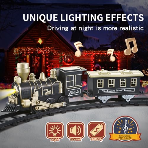 JUQU Christmas Train Set for Kids Ages 3-8, Battery Operated with Lights and Sounds R49536