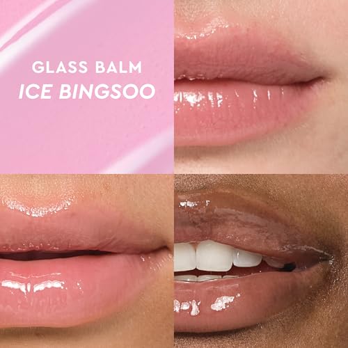 Glow Recipe Mini Glass Balm Lip Treatment Gift Set, Travel Size Set of 4 Hydrating Vegan Lip Balms W2415