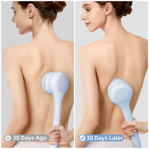 Electric Body Brush Back Scrubber for Shower, Waterproof Dual Handle with 3 Heads X695155