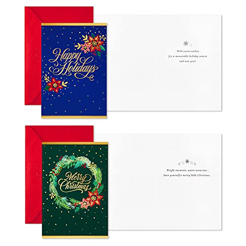 Hallmark Boxed Christmas Cards Festive Foil, 40 Cards with Envelopes S22215