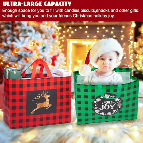 24 Pack Christmas Gift Bags Assorted Sizes with Handle, Non-Woven Reusable Tote I711017