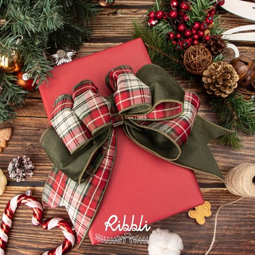 Ribbli Christmas Wrapping Paper Kraft 6 Rolls Red and Green Holiday Assortment 17in x 120in B7897