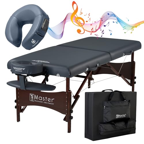 Master Massage Newport Portable Massage Table with 2.5" Cushion, Walnut Hardwood, Black, 30" R296868