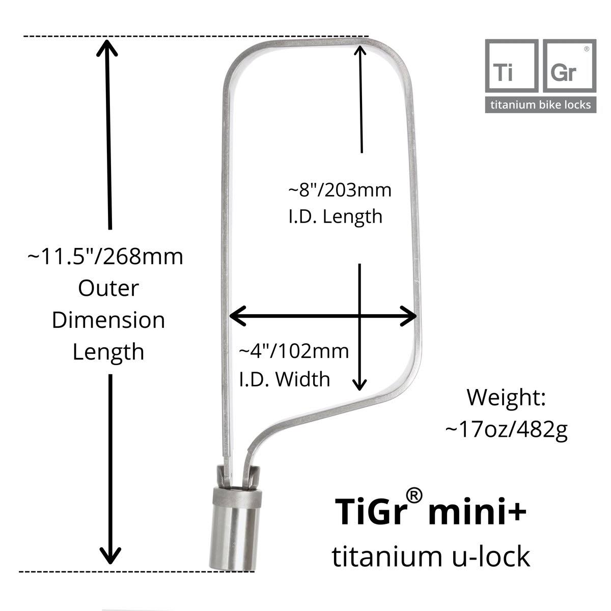 Tigr Mini+ Titanium Bike U-Lock G5626