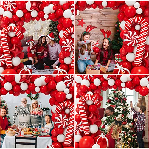 Bonropin Christmas Balloon Garland Arch Kit with Red White Candy Gift Box Star Balloons T858296